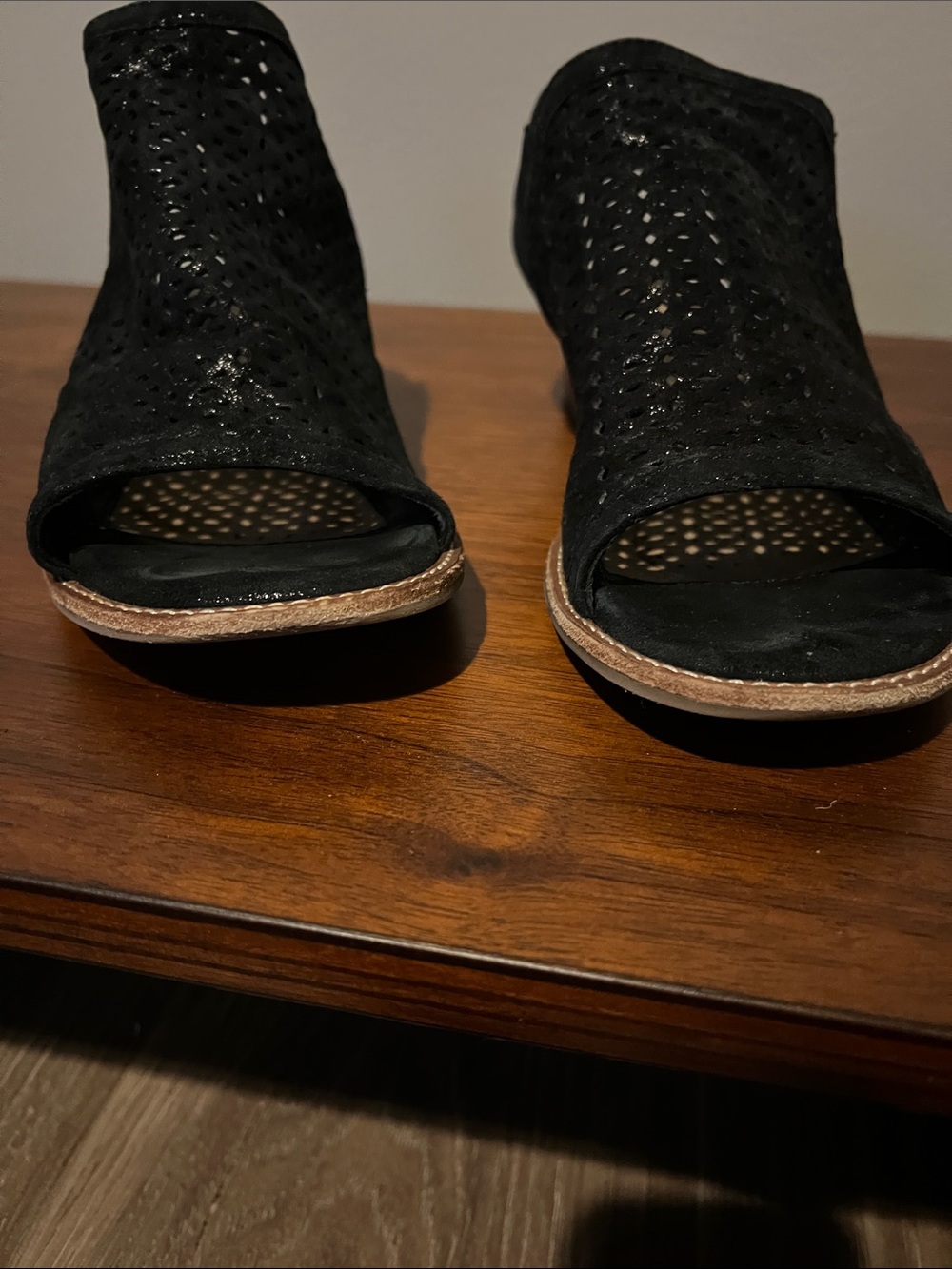 Sofft Black Perforated Open-Toe Mules